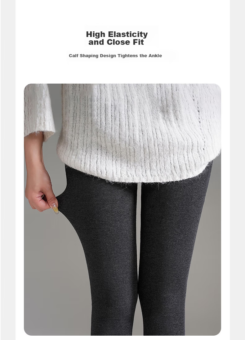 Mianxiang Weilai Women's Autumn Winter Leggings Tights Micro-Compression Vertical Stripes Warm Slim Fit Thin Thickened Skinny Petite 12