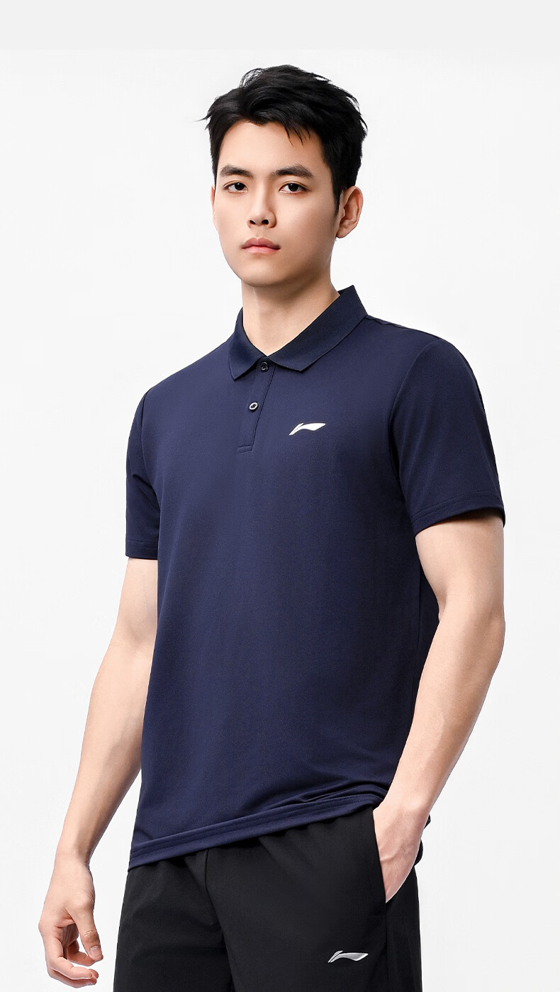 LI-NING Unisex Badminton Short Sleeve Polo Shirt with Turn-down Collar Casual Sports Tee 3XL 6