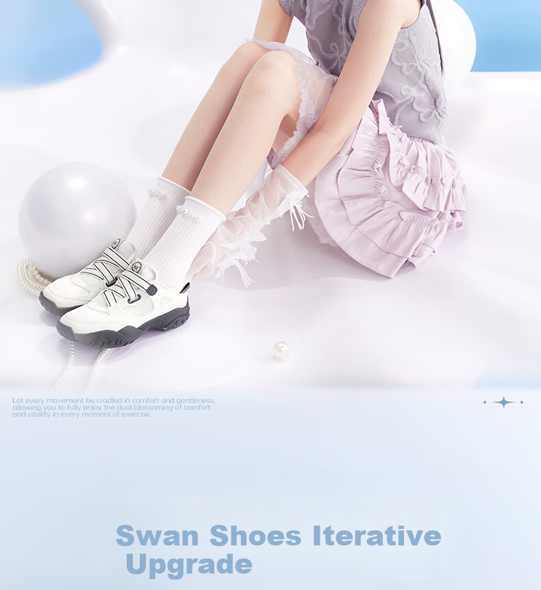 361° Women's Sports Shoes Spring Summer New Thin Sole Breathable Mary Jane Swan Shoes Retro Casual Shoes 682626777-2 3