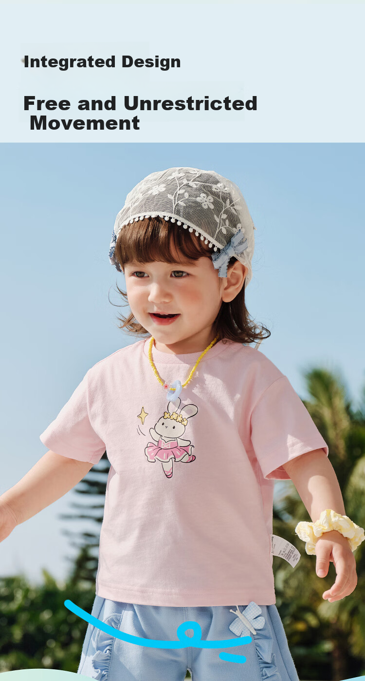 BALABALA Children's Clothing, Kids' Short-Sleeve T-Shirt, for Boys And Girls, 2026 New Baby Summer Wear, Comfortable Pure Cotton Top, Infant Half-Sleeve 5