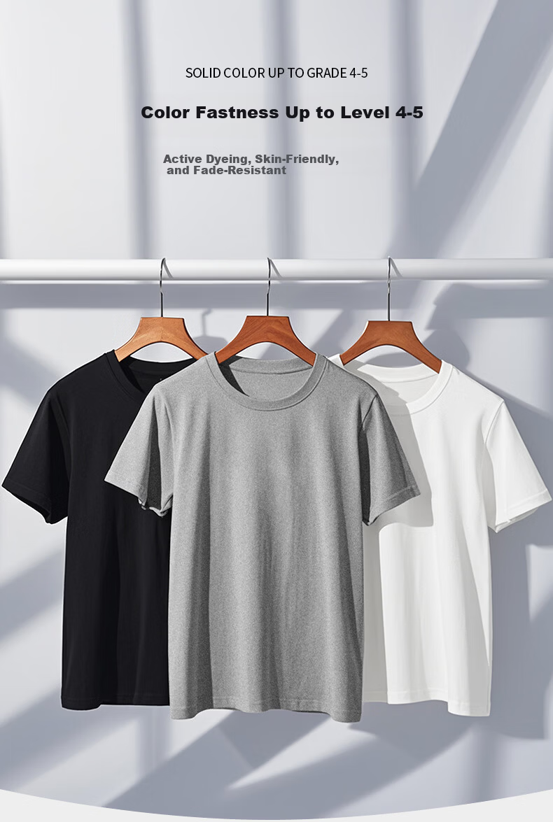 LangSha Men's Short Sleeve Pure Cotton Antibacterial Thin T-Shirt White 7