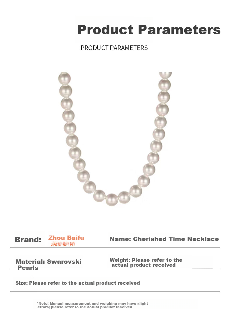 Chow Tai Fook Women's Necklace Strong Luster Round Shi Family Pearl Clavicle Chain Birthday Gift for Mom Mother's Day Present 6