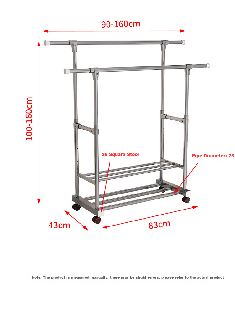 Baoyouni Clothes Drying Rack, Floor-Standing Outdoor Simple Home Balcony Bedroom Extendable Clothes Hanger, Single Pole Storage Drying Rack for Quilts 18