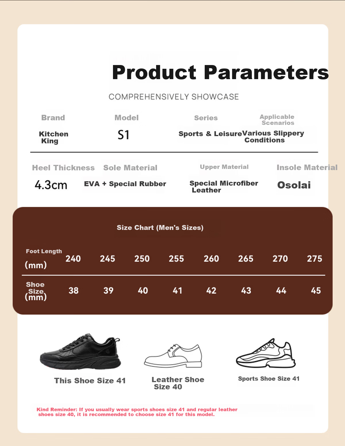 ChuWang Non-Slip Water-Repellent Oil-Resistant Chef Shoes Men's Casual Sports Leather Work Shoes New Model Size 43 17