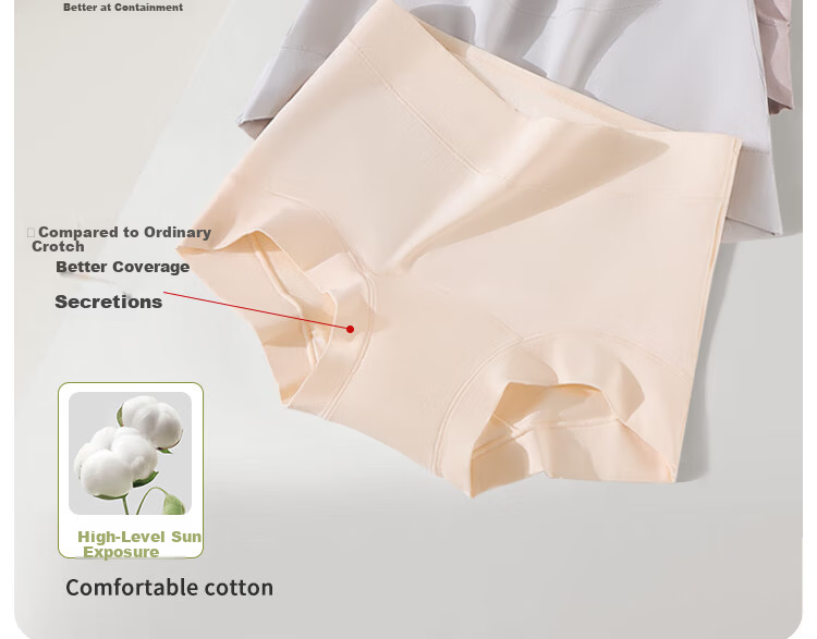 Langsha High-Waist Cotton Women's Boxer Briefs 10A Antibacterial Extended Crotch 50S Cotton Tummy Control Four-Point Underwear 3