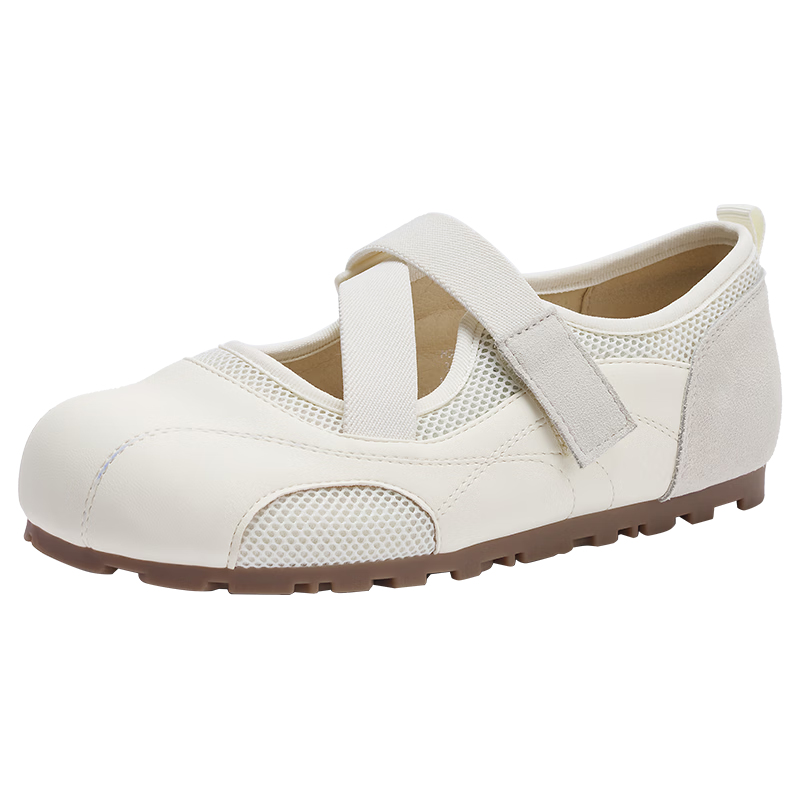 Hotwind Women's Sport Mary Jane Shoes Commuting Spring Autumn Sweet Ballet Cross Strap Breathable Flat Shoes