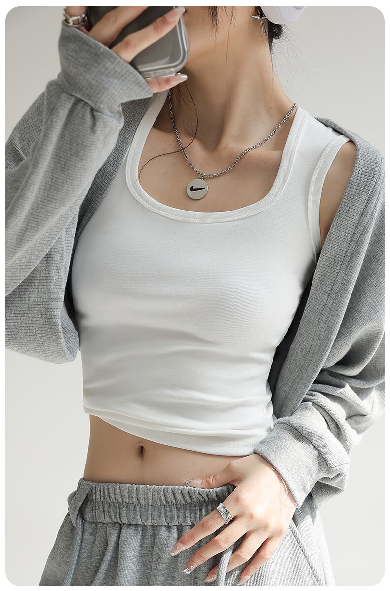 Miiow Women's Pure Cotton Camisole Vest 2026 New Summer Outerwear Side Coverage Racerback Wide Strap Square Neck Basic Top 15