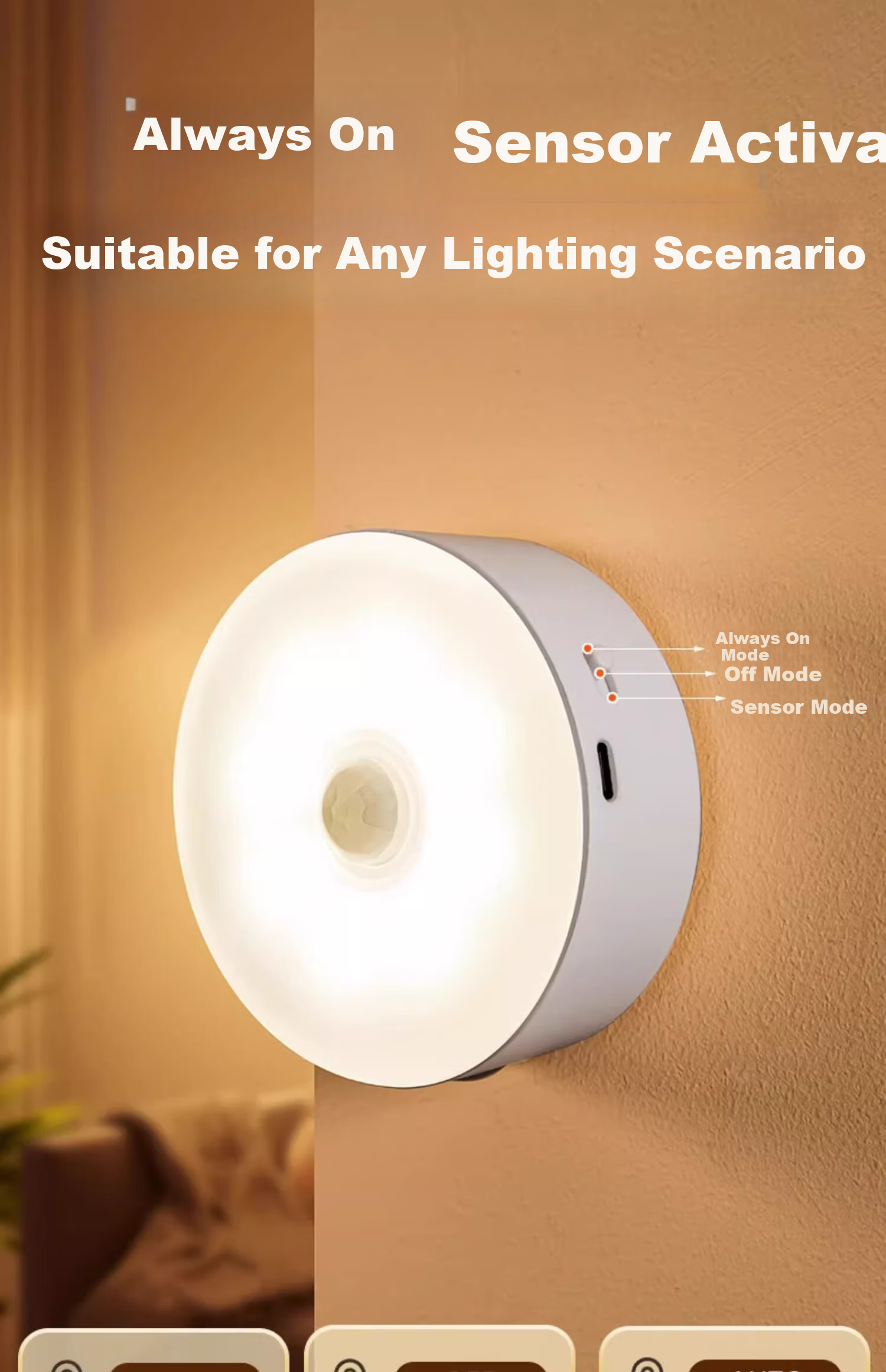 Heart Lock Sensor Night Light Rechargeable Magnetic Long Battery Life for Bedroom Closet Corridor Nursing Nighttime Use 9