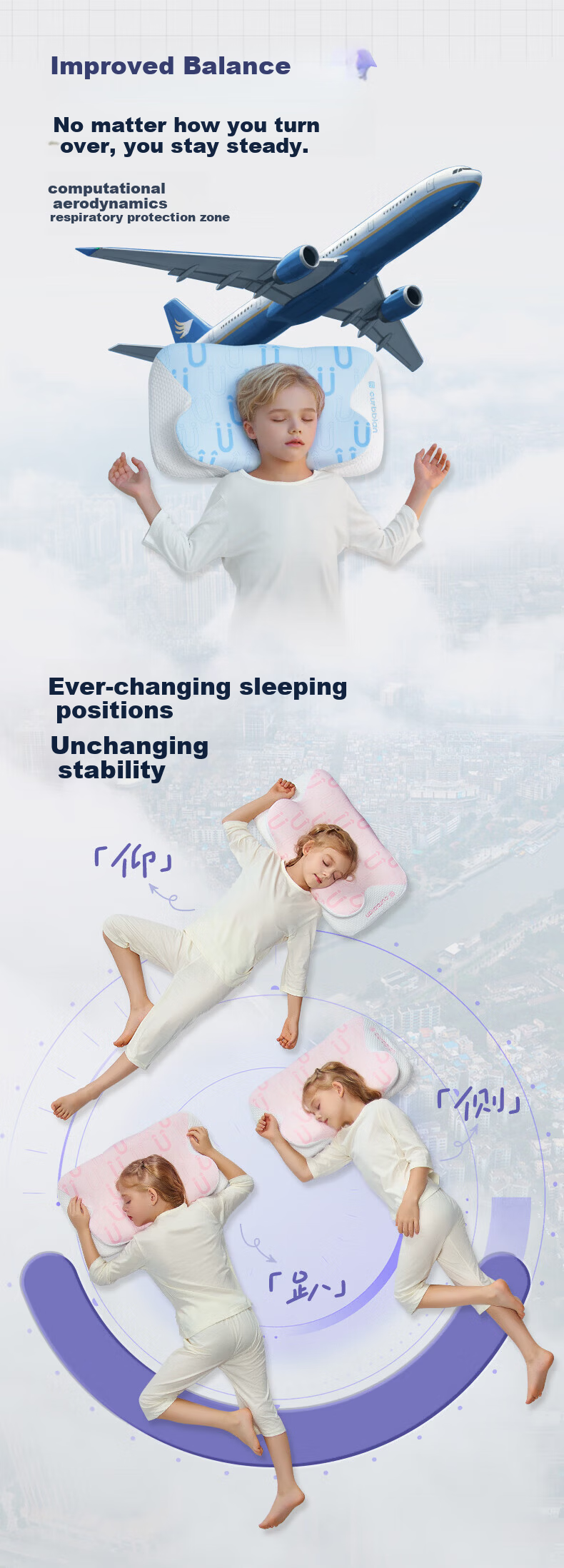 Kaban [Gina Recommended] Children's Pillow Baby Cloud Wing Neck Support Pillow Children's Memory Foam Pillow Pink Stage One 11