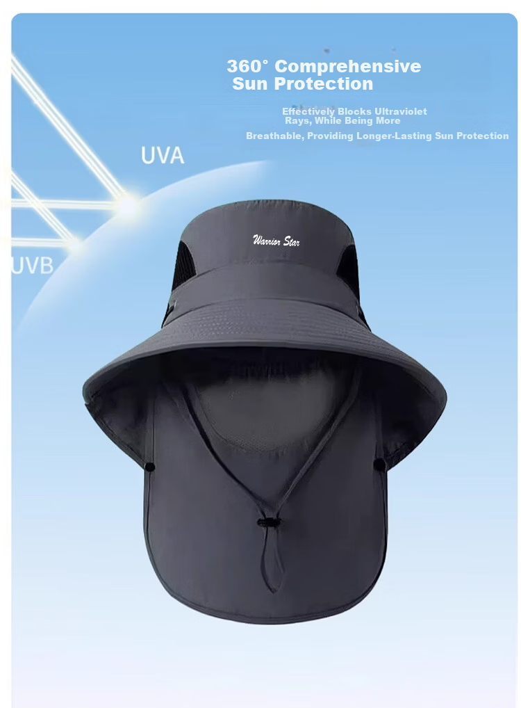Warrior Unisex Sun Protection Hat Outdoor UV Protection Fishing Bucket Hat Sun Hat with Neck Guard and Face Mask 2