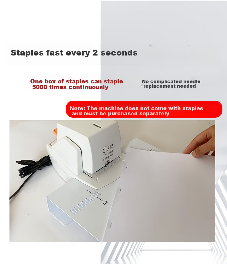 DOCON DC-207ST/207DT Stapler Refill Box, Flat Staple Automatic Light-Sensing Intelligent Electric Stapler Straight-Line Staples 2