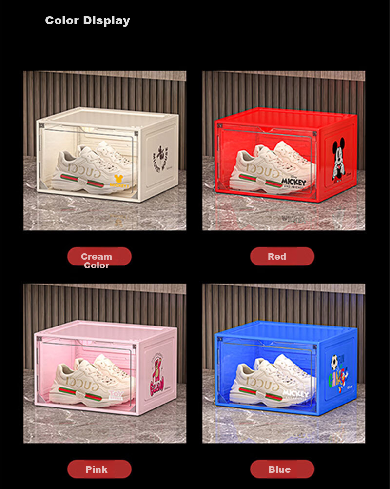 Disney Transparent Shoe Box Dustproof Moisture-Proof Shoe Cabinet Front-Opening Storage Box Red 1-Pack 5
