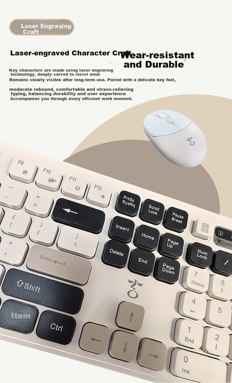 Unisplendour Xuan Niao KM500W Wireless Keyboard and Mouse Set Silent Peripheral Keyboard and Mouse Office Business Gaming Desktop Laptop Tablet Universal Mint Green 4