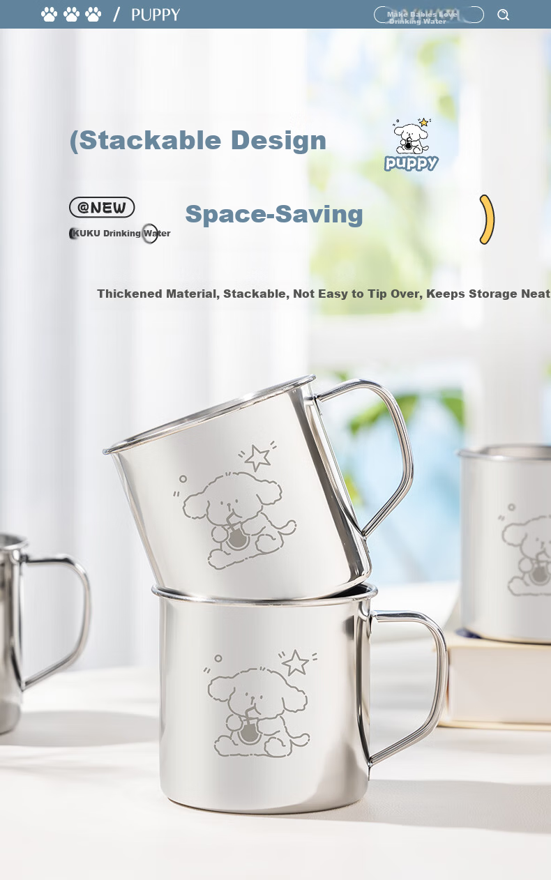 CAIZHI 304 Stainless Steel Kids Water Cup Kindergarten Children's Mug Coffee Milk Cup CZ6271 10