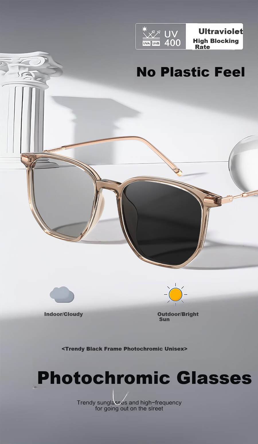 Bertha Women's Sunglasses High-End Polarized UV Protection Photochromic Square Round Face Slimming Sun Glasses for Women 1