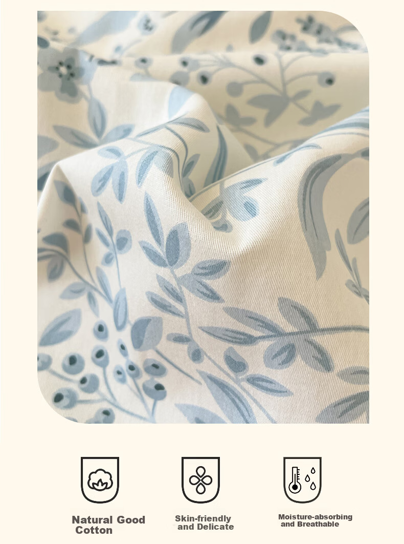MUJI 100% Cotton 4-Piece Bedding Set for 1.5/1.8m Bed, Pure Cotton Bed Sheet and Duvet Cover 200x230cm 7