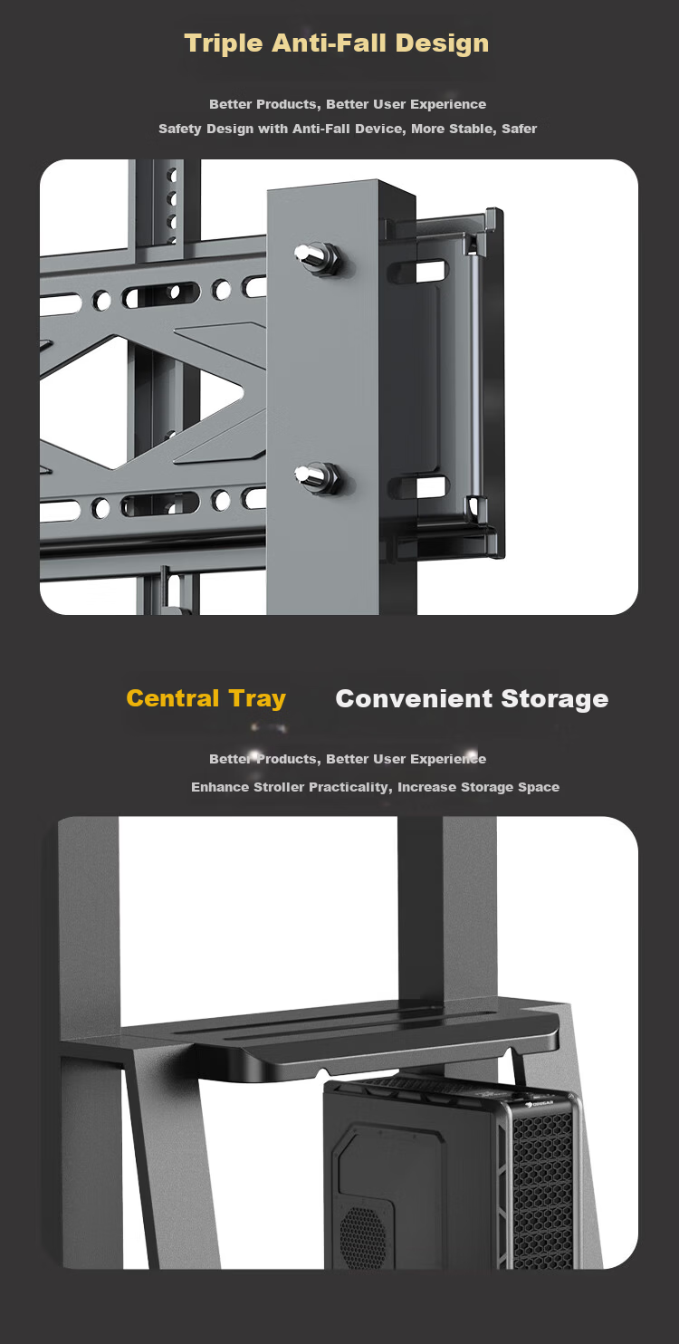 Beishi Mobile TV Stand 32-75 Inch Floor Rolling Cart Conference Video TV Mobile Mount Floor Advertising Display Rack TV Bracket 9