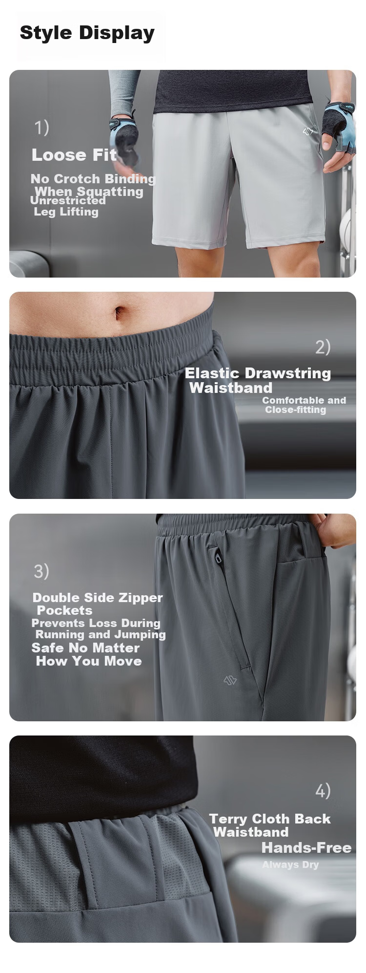 JD Jingzao Men's Sports Shorts Five-Point Stretch Breathable Quick-Dry Running Casual Pants Spring Dark Gray S 16