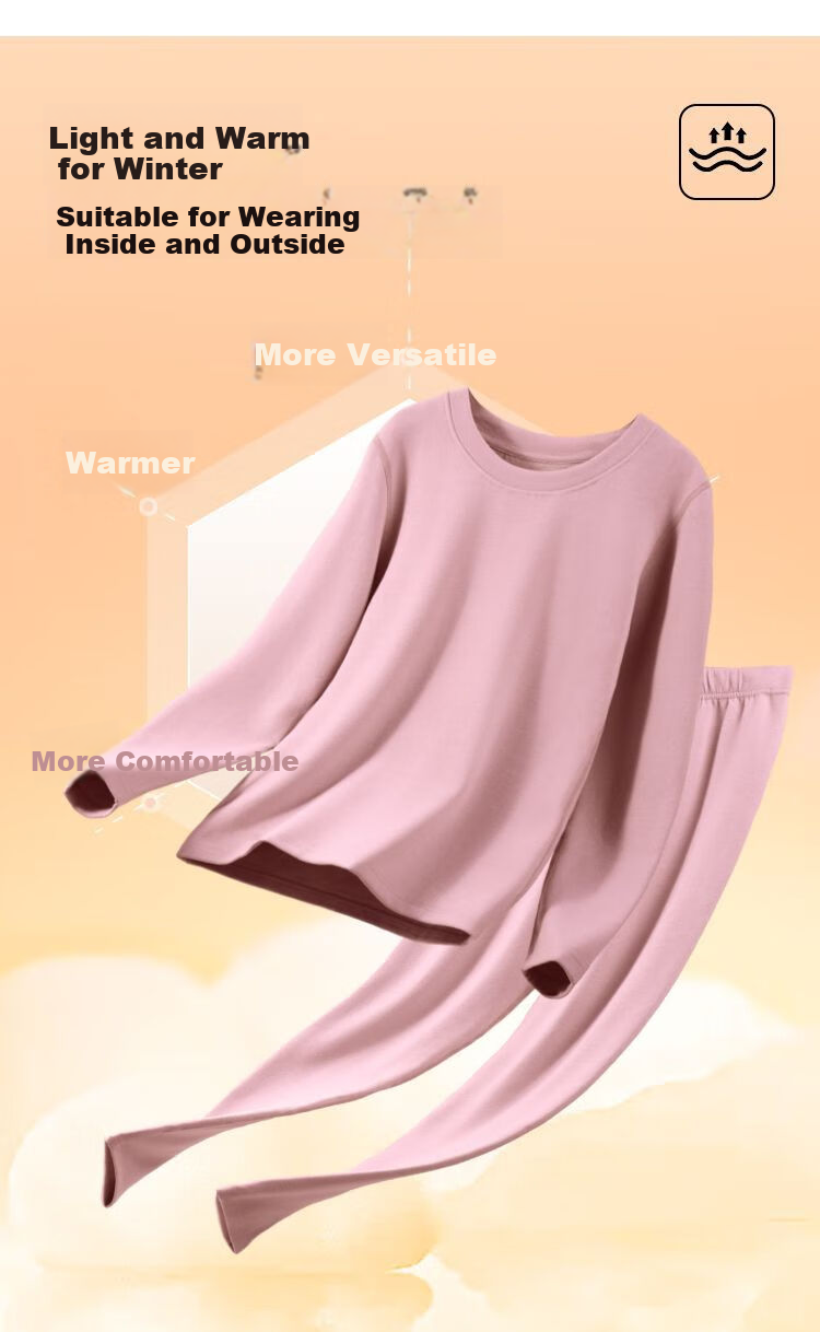 GUJIN Double-Sided Fleece Lined Mink Cashmere and Lyocell Thermal Underwear Set for Women Thickened Autumn Winter Heat Retaining Base Layer Top and Bottom 8
