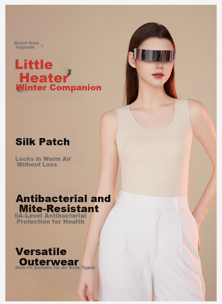 JOAE Women's 2-Piece Wool and Silk Thermal Vest Autumn Winter Seamless Base Layer German Velvet Underwear Vest 8