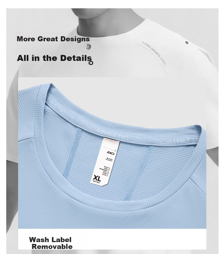 JD Jingzao New Sports T-Shirt Quick-Dry Summer Outdoor Running Fitness Training Short Sleeve Men Glacier Blue 2XL 15