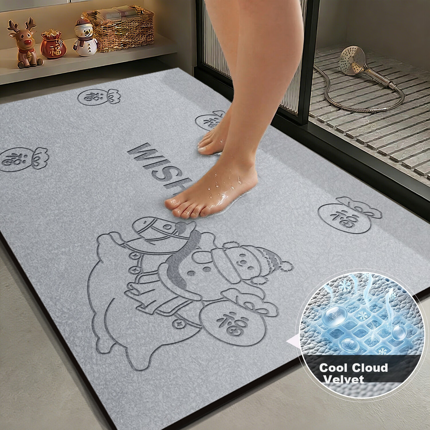 Fengliang Bathroom Absorbent Non-Slip Bath Mat Quick-Dry Thickened Floor Mat for Toilet and Washroom