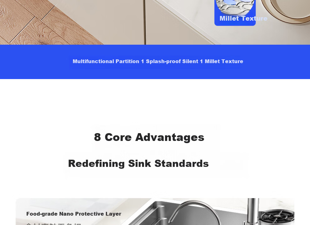 ARROW 3mm Thick 0-Coating Embossed Water Groove Large Single Bowl 304 Stainless Steel Vegetable Washing Sink Handmade Strainer Top-Mount and Under-Mount Basin 8