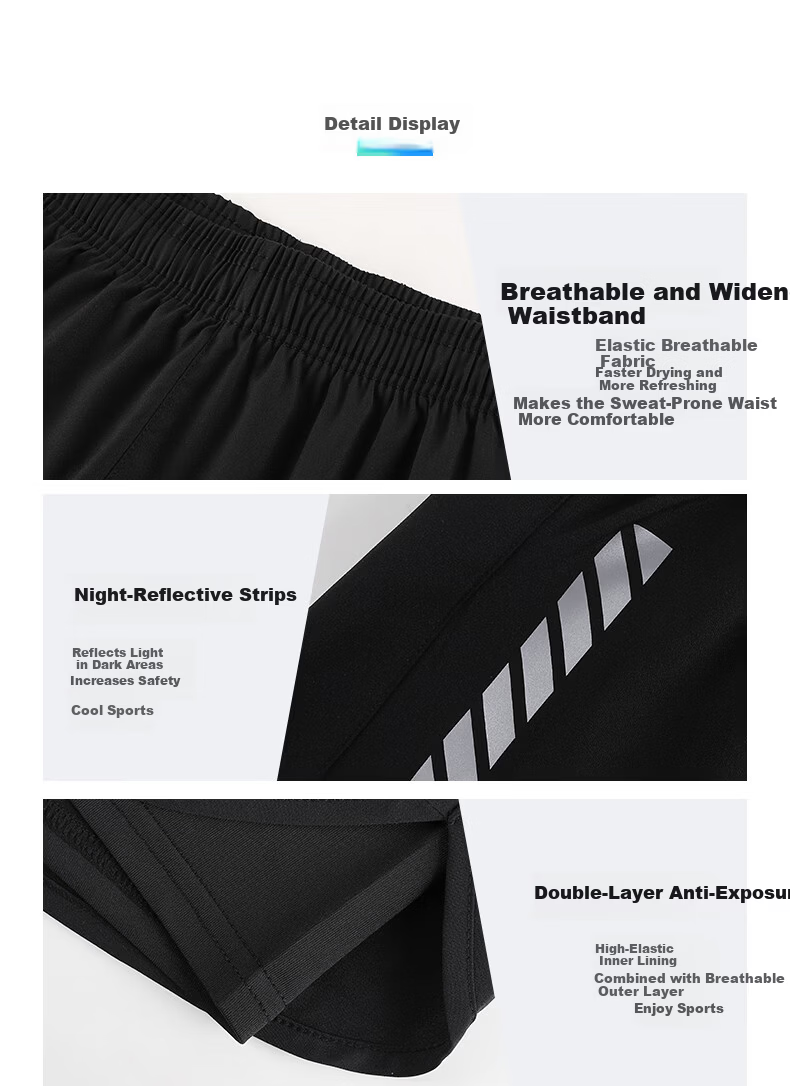 BURUITE Men's Running Shorts with Inner Liner, Three-Quarter Athletic Shorts, Summer Professional Marathon Quick-Dry 2-in-1 Fitness Pants 8
