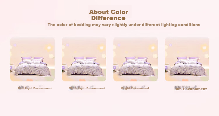 LOVO Luolai INS Style 100% Cotton Four-Piece Bedding Set, Pure Cotton Bed Sheet and Duvet Cover, Double Bed 200*230cm 9
