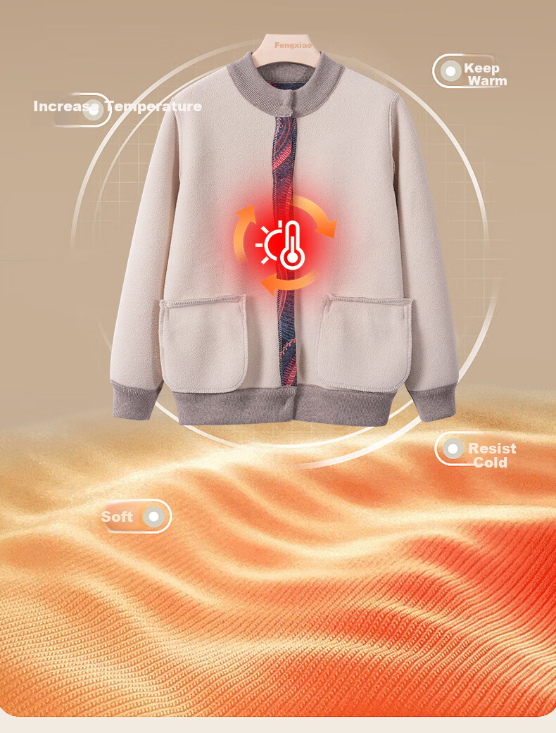 Fengxiao Mama Winter Jacket 2025 New Middle-aged Women's Knitted Top Elderly Autumn Winter Fleece Cardigan Sweater 5