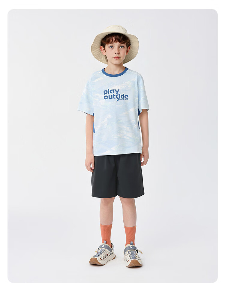 Balabala Boys Short Sleeve Set Children's Mid-to-Large Kids Two-Piece 2026 Spring Summer Quick-Dry Cooling Colorblock 25