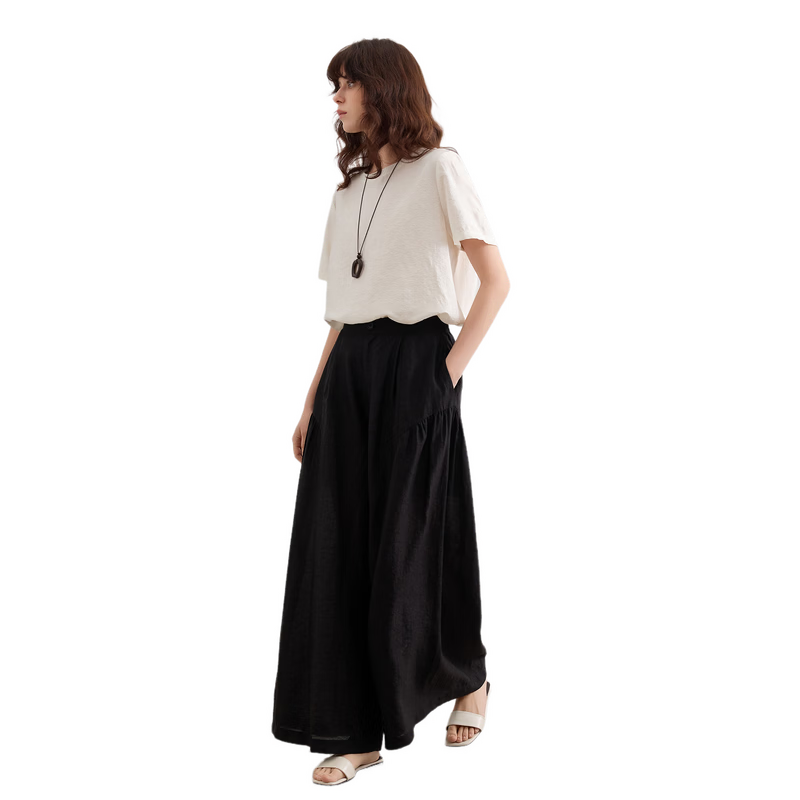Demana [Light Oxygen Lyocell] Summer National Style New Chinese Dark Pattern Jacquard Nine-Point Wide-Leg Premium Women's Casual Pants
