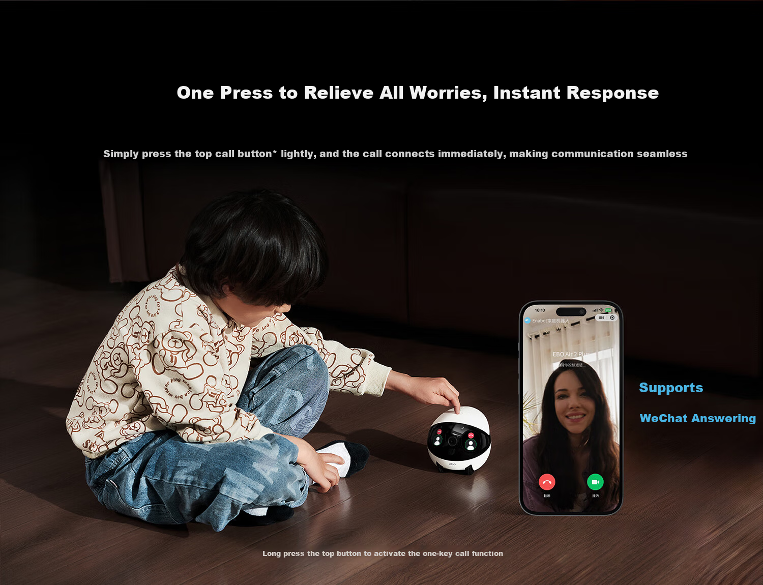 Enabot EBO Air 2 Plus Whole Home Mobile Surveillance Camera Video Call Elderly Children Pet Monitoring EBO AI Companion Robot [Liumu White] 9