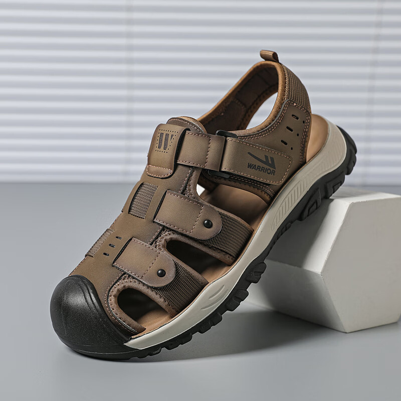 Warrior Baotou Men's Summer Beach Sandals Commuter Casual Slippers WSL(WZ)-1754 Khaki Size 39