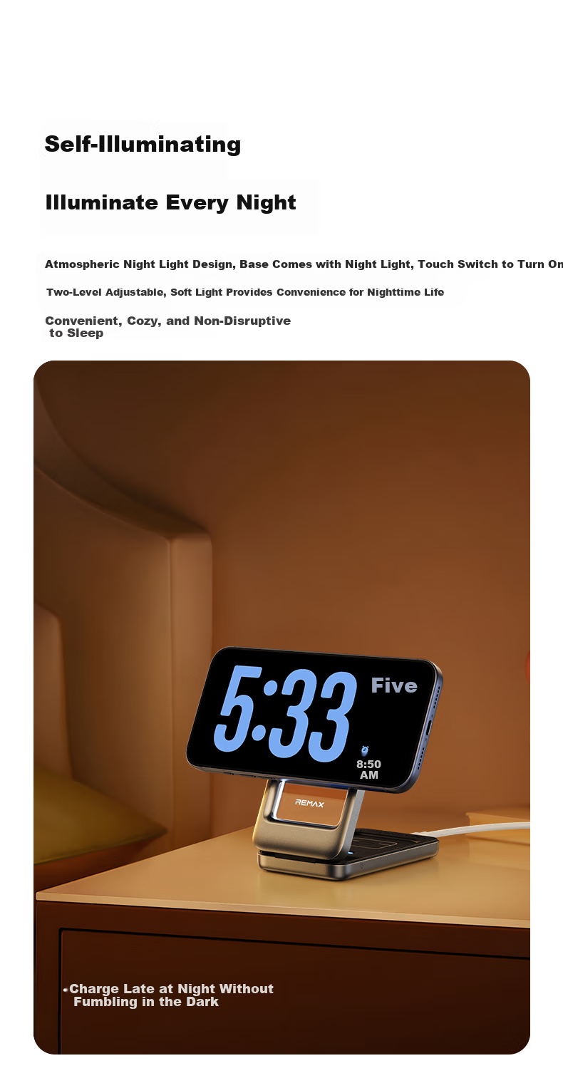 REMAX Apple 3-In Wireless Charger, Foldable, Compact And Portable, MagSafe Magnetic Stand, Suitable for IPhone 12-17 Series, IWatch, Earphones 9