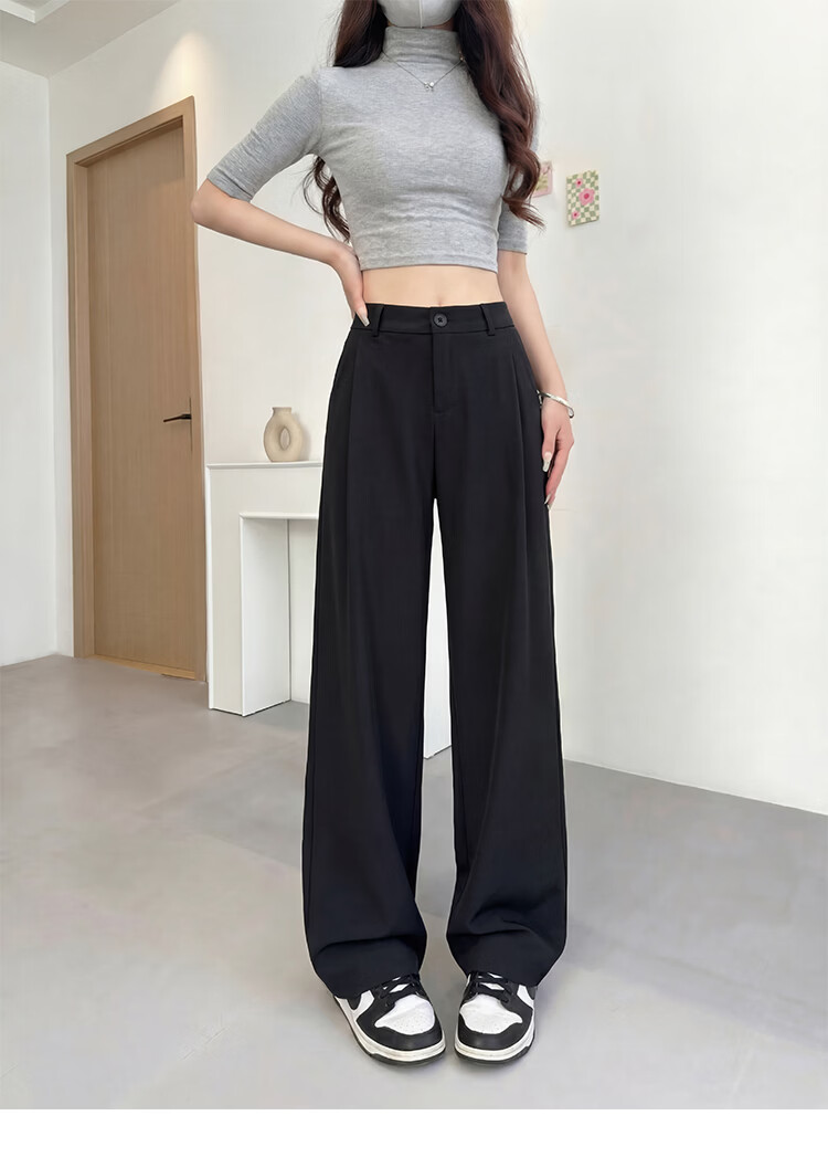 Free Style Wide-Leg Pants for Women Summer Thin Suit Pants 2026 New High Waist Slim Loose Draped Narrow Straight Casual Trousers 16