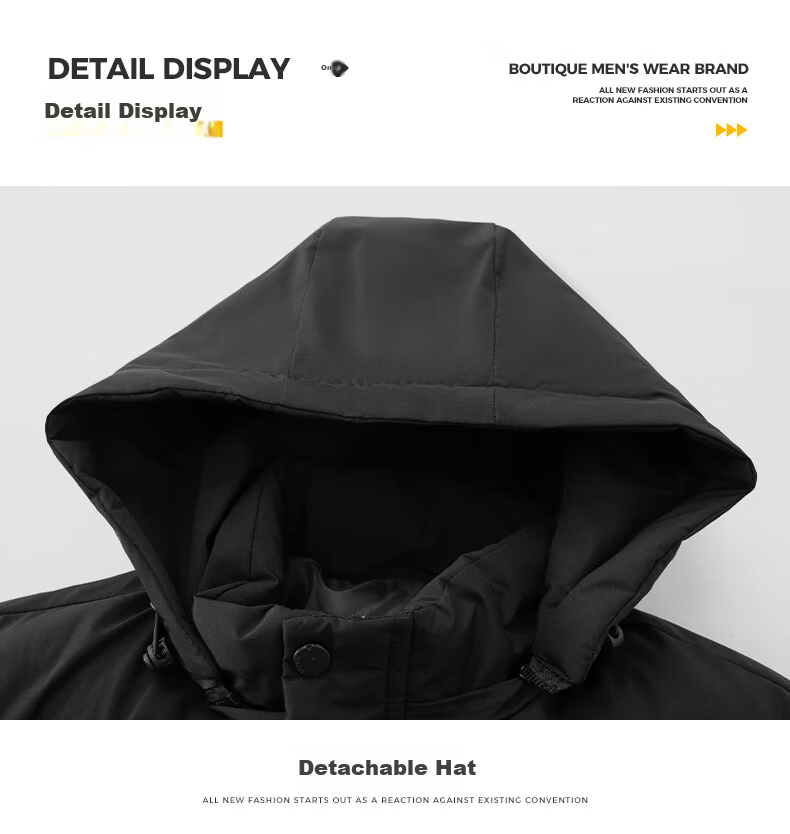 ROMON Men's Cotton Jacket Winter Coat Trendy Business Cotton-Padded Jacket Middle-Aged and Elderly Warm Cotton Coat Dad Style 2517 Black 4XL 18