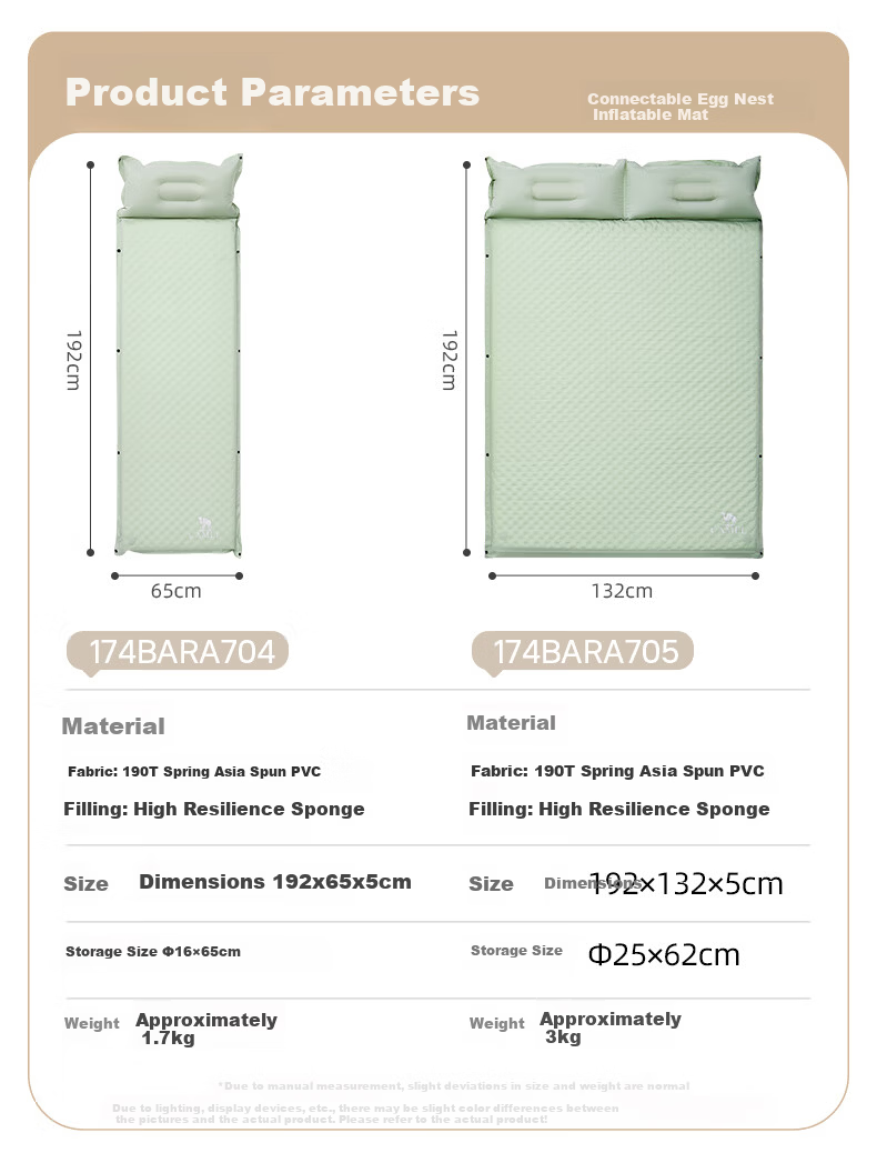 CAMEL Egg Nest Self-Inflating Air Mattress Outdoor Camping Portable Moisture-Proof Mat A704 Silver Green Ground Pad 16