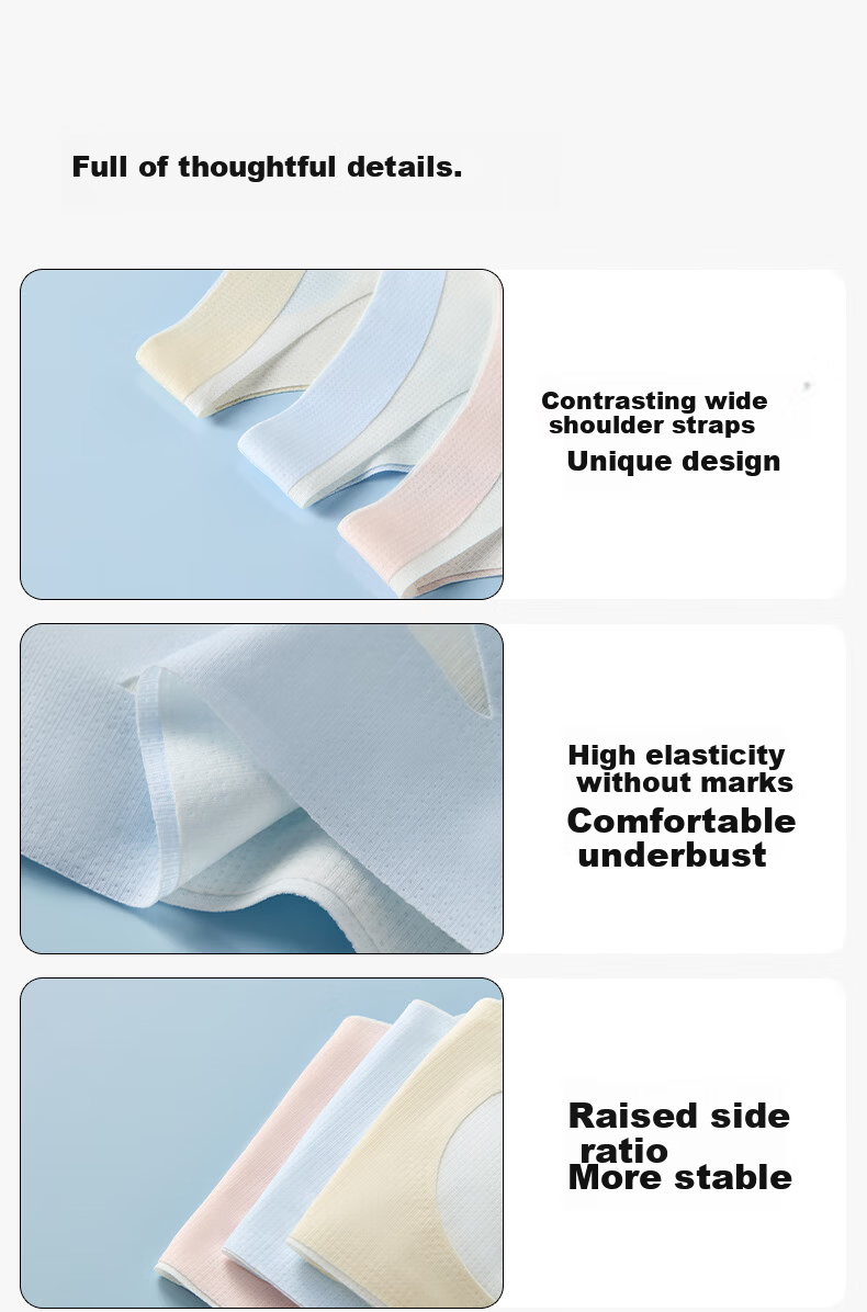 Herbal Original Color Girls' Underwear Development Stage Teen Sports Bra Seamless Vest for Middle and High School Students Phase One 8