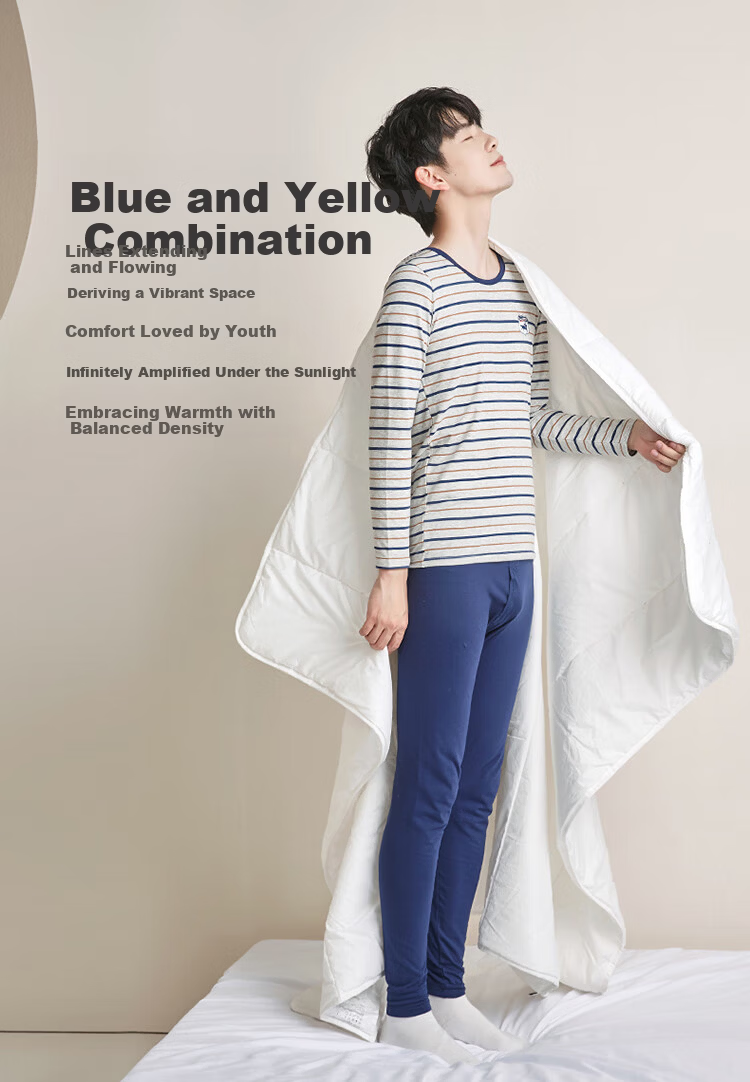 YING BO LUN Kids Thermal Underwear Autumn Cotton Sweater Set School Uniform 85337 Dark Blue Stripes Size 165 4