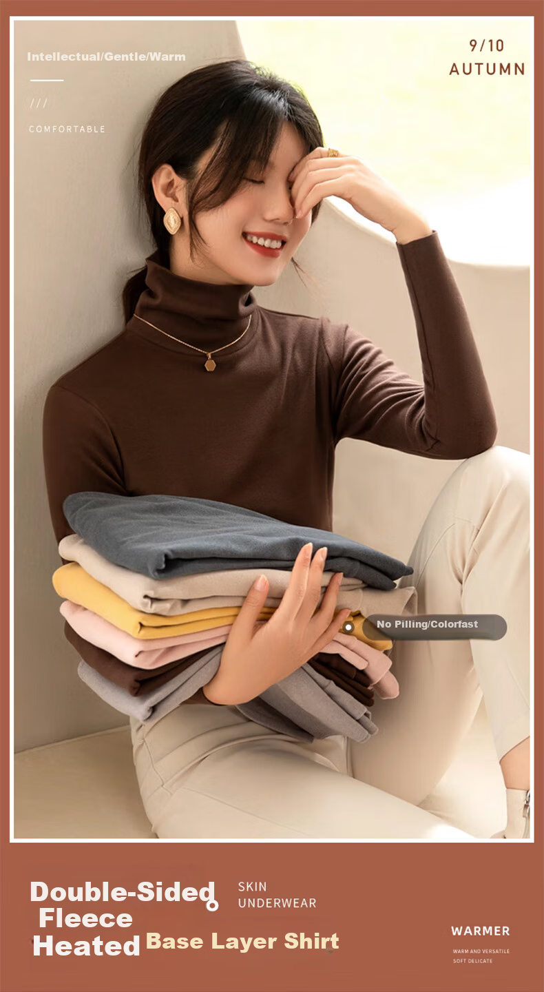 LangSha Thick Turtleneck Base Layer Top for Women, Fall/Winter 2025 New Product, Antibacterial Thickened Turtleneck Long-Sleeve Warm Base Layer Sweater 1