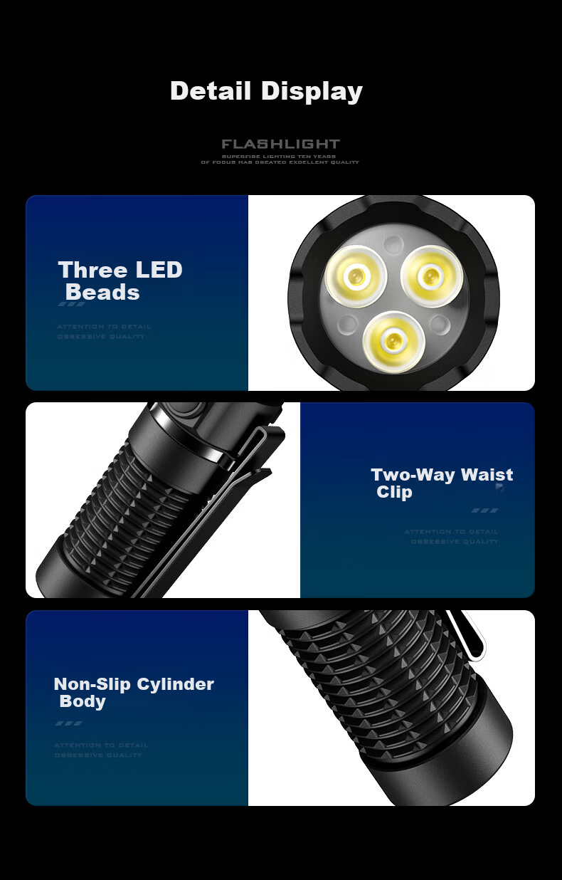 SupFire Flashlight High Brightness Long Battery Life Portable Military Outdoor Lighting Tactical Bike Emergency Light 12