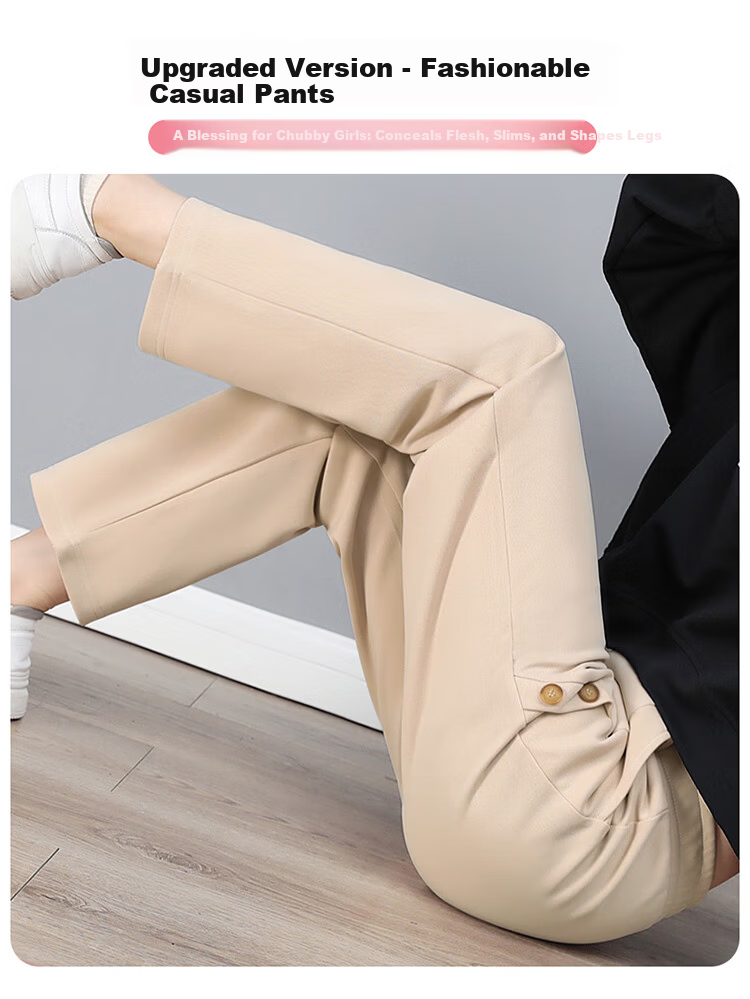 Woodpecker Women's Versatile Straight Loose Slimming Long Pants Spring Autumn New High Waist Sports Casual Pants Black 2XL 3