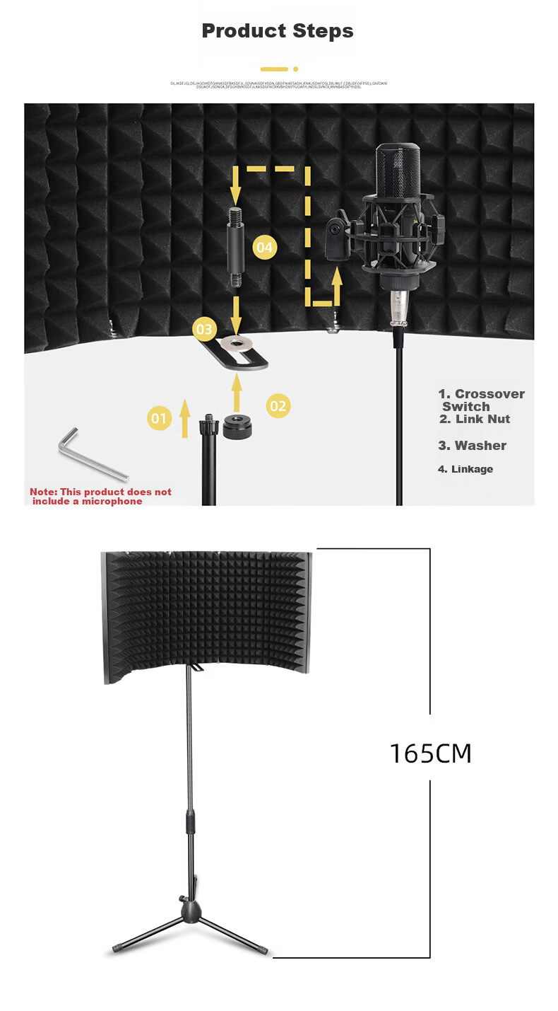 Depusheng Microphone Sound Isolation Shield Professional Studio Recording Live Streaming Desktop Five-Sided Acoustic Absorption Cover M9 2