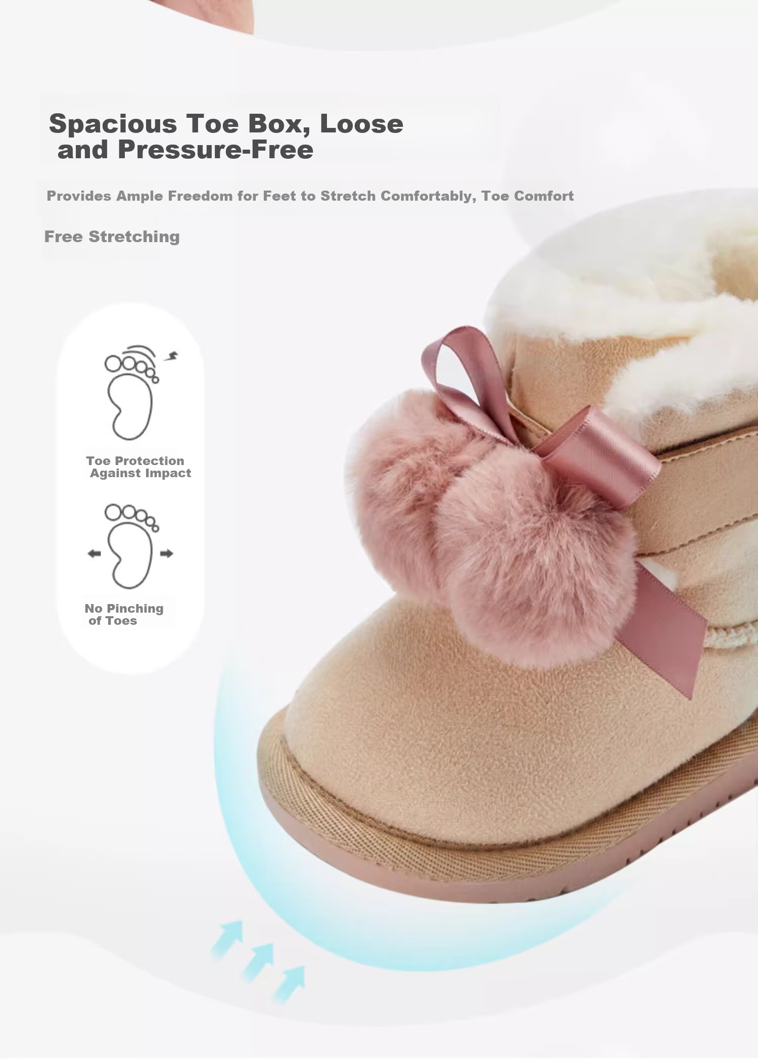 DAVE & BELLA Kids Girls Snow Boots Winter Fleece-Lined Warm Short Boots 2