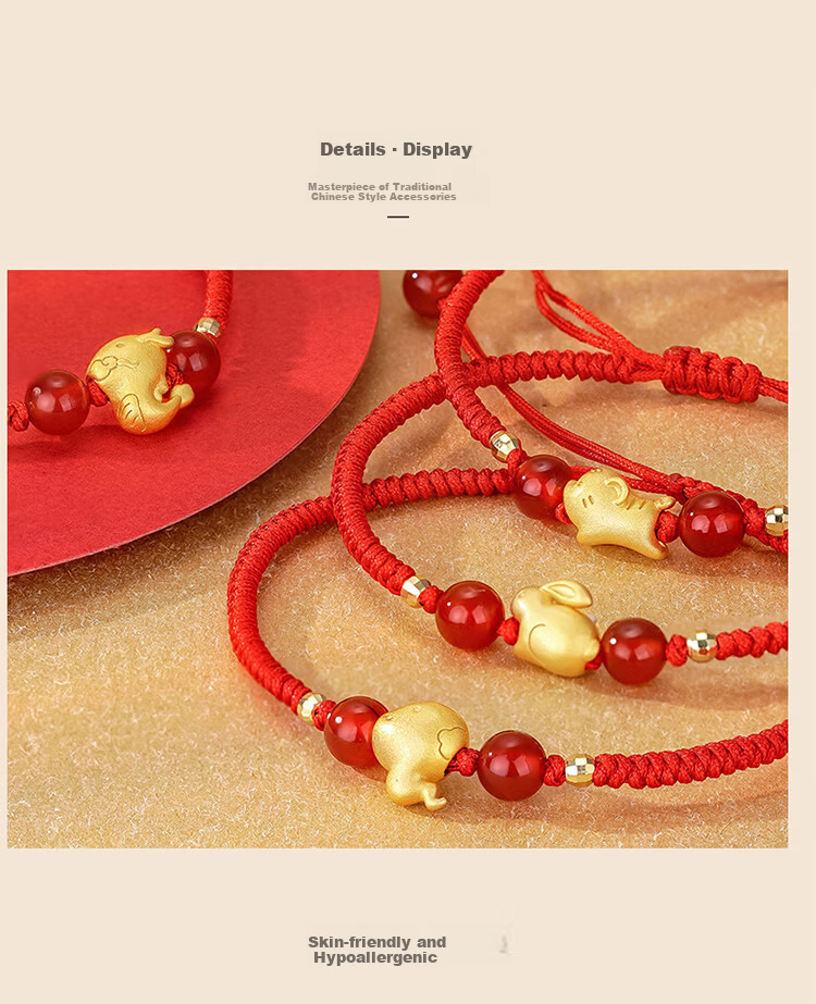 Jinliufu Auspicious Bracelet S925 Silver Zodiac Red Rope Lucky Charm Bracelet for Men and Women Birthday Gift for Lover 5