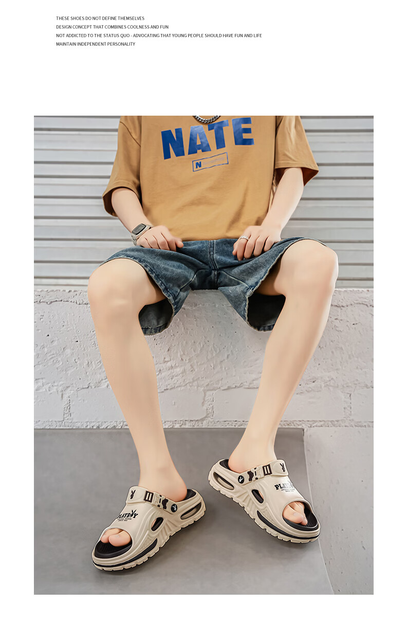 PLAYBOY 2026 Summer New Open Toe Sandals Men Soft Sole Casual Slip-On Outdoor Beach Shoes 2
