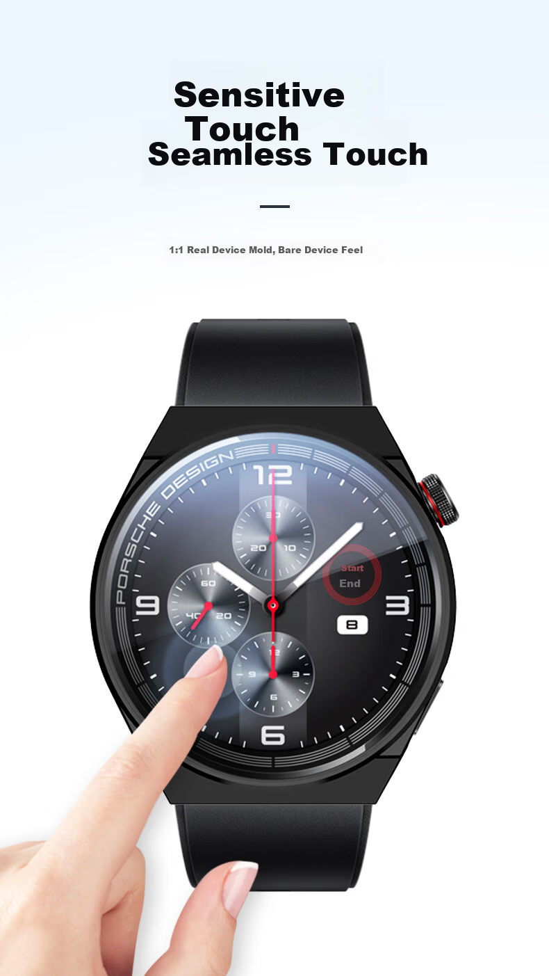 Binghong Protective Film Case for Huawei Watch 4, Integrated Protective Film And Case for Huawei Watch 4, Compatible with GT5 Pro, GT5, GT4, GT3 Pro, Shockproof And Scratch-Resistant - Transparent 46mm 4