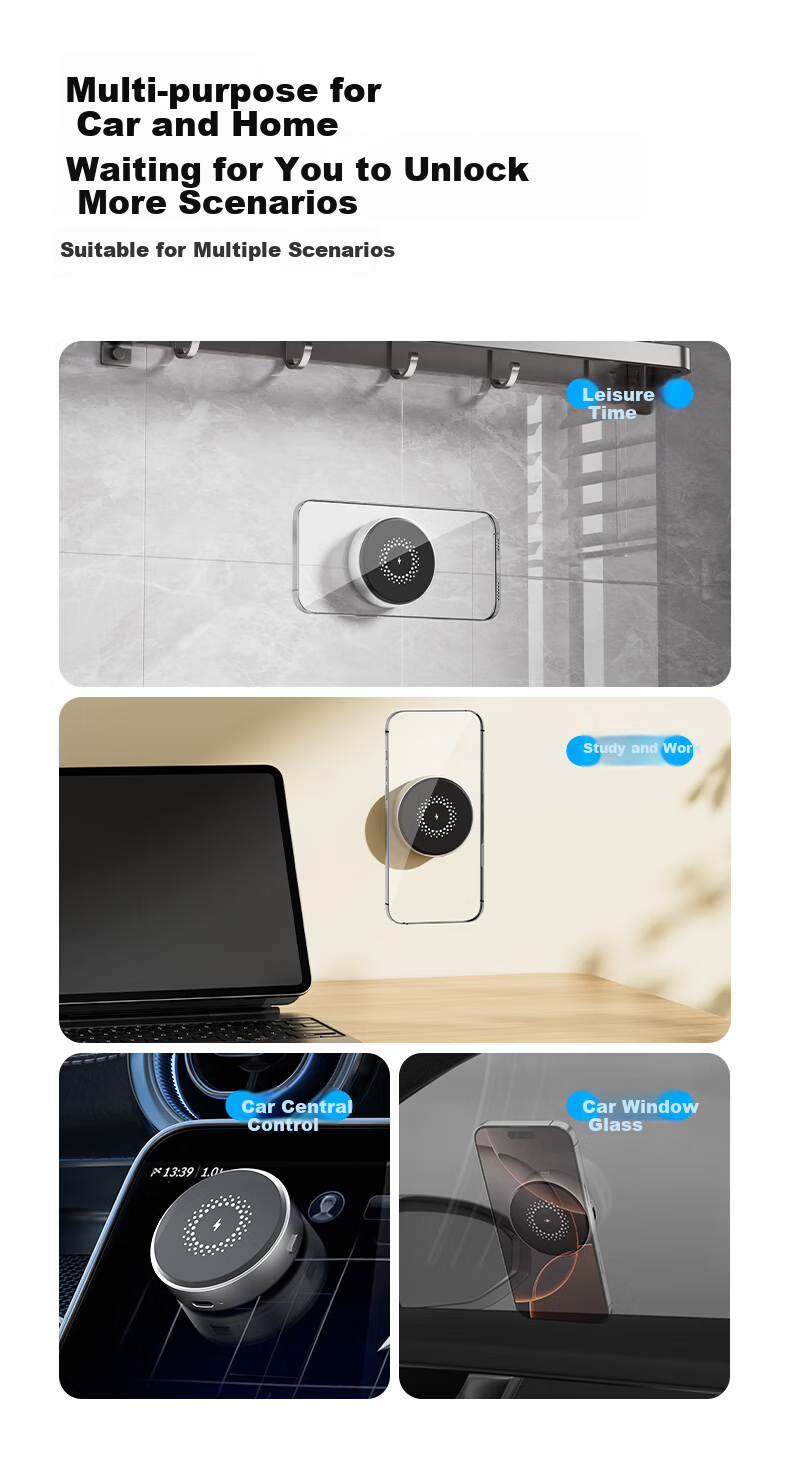 Kustar Electric Vacuum Suction Cup Car Phone Holder Magsafe Magnetic Wireless 15W Fast Charging QI2 Certified Live Streaming Vlog Anti-Shake Lampart Mount 7