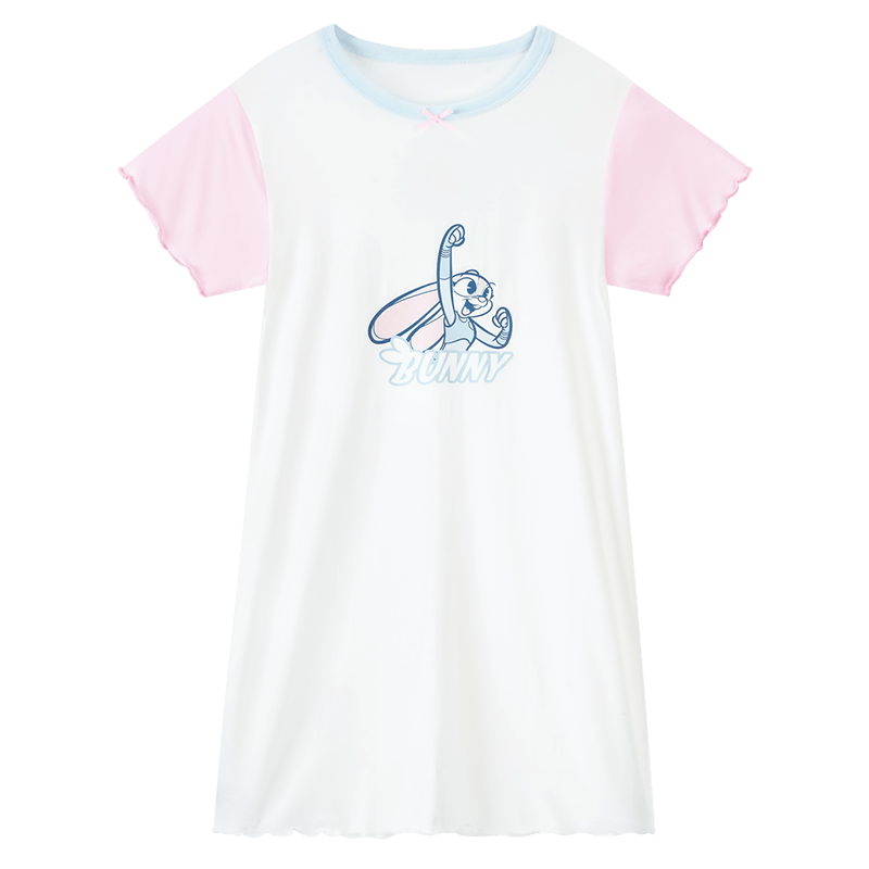 Disney Kids Modal Summer Thin Short Sleeve Nightdress Rabbit Police Girl Homewear Pink Size 150